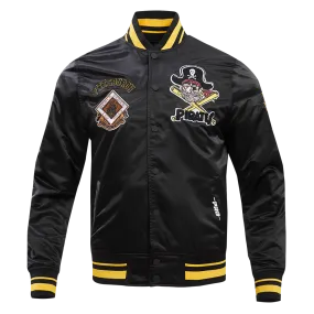 MLB PITTSBURGH PIRATES RETRO CLASSIC MEN'S RIB SATIN JACKET (BLACK/YELLOW)