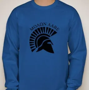 Molon Labe Spartan Helmet Side View Long Sleeve T-shirt | Blasted Rat