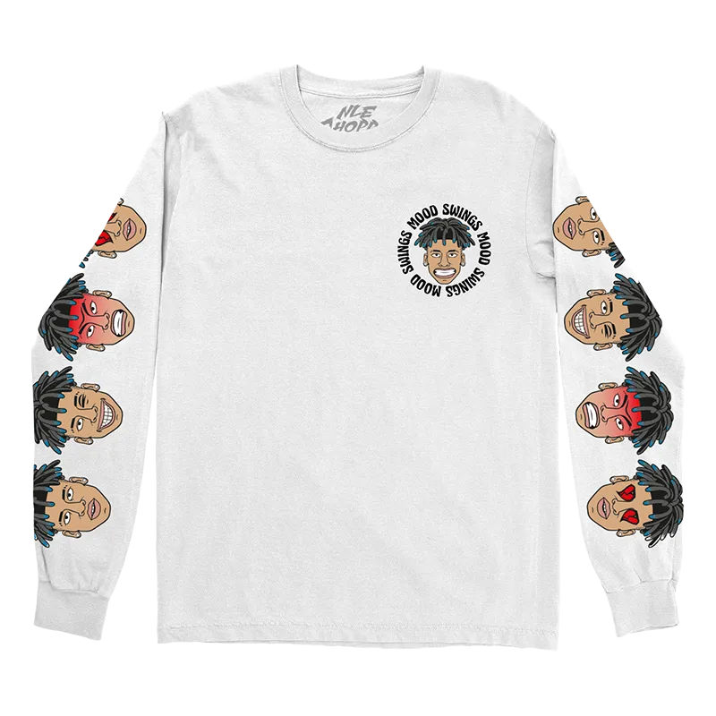 Mood Swings Long Sleeve White T-Shirt