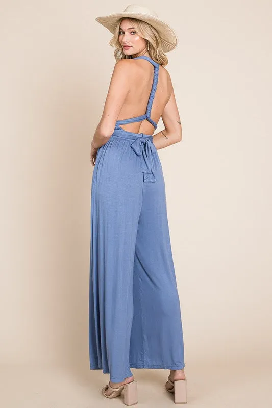 Multiway Soft Knit Wide Leg Jumpsuit - Heyson Preorder