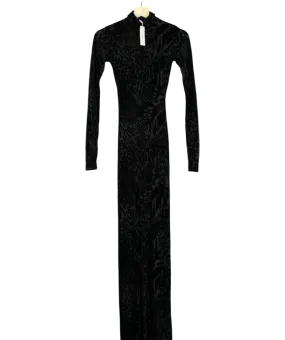 Naked Wardrobe Black Velvet Burnout Animal Print Jumpsuit UK XS