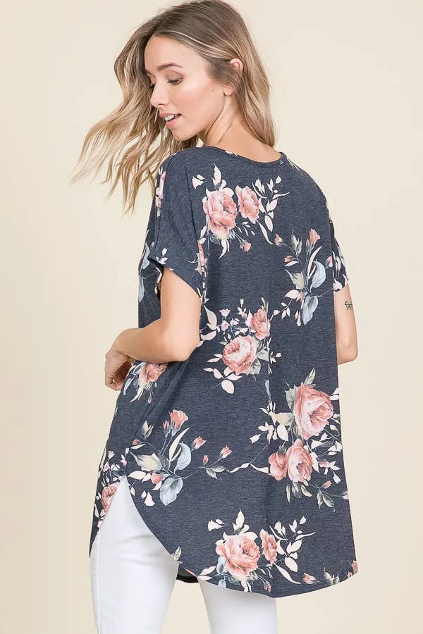 Navy Floral Tunic