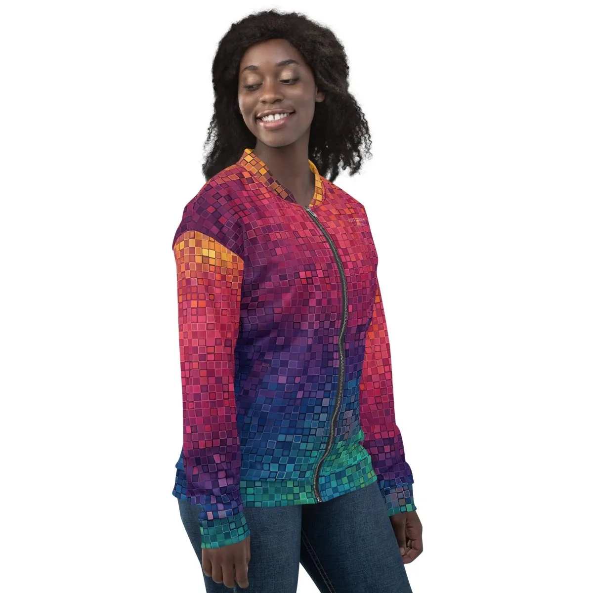 Neon Pixel Design All-Over Print Bomber JacketPixelated Skeleton Graphic Bomber Jacket – Bold Statement Streetwear