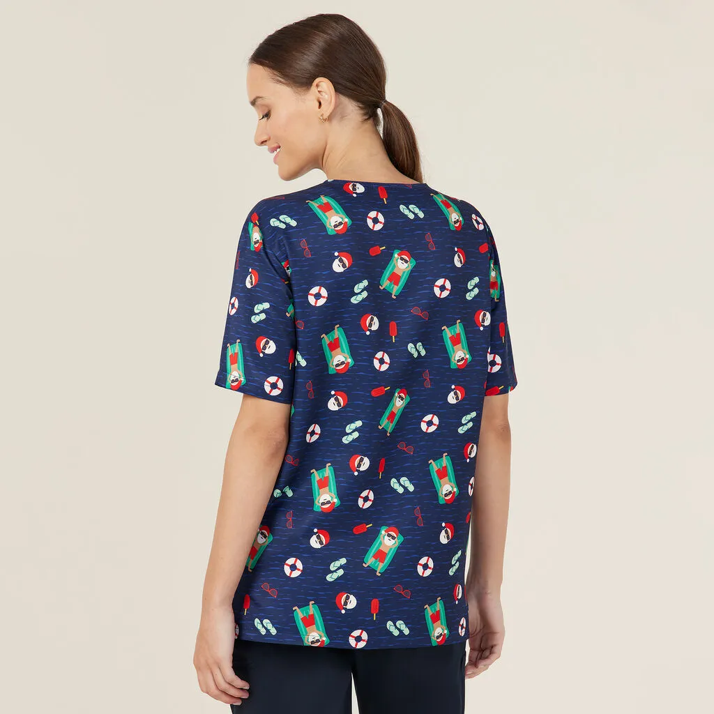 NNT Uniforms Festive Santa Pool Party Scrub Top (CATRGK)