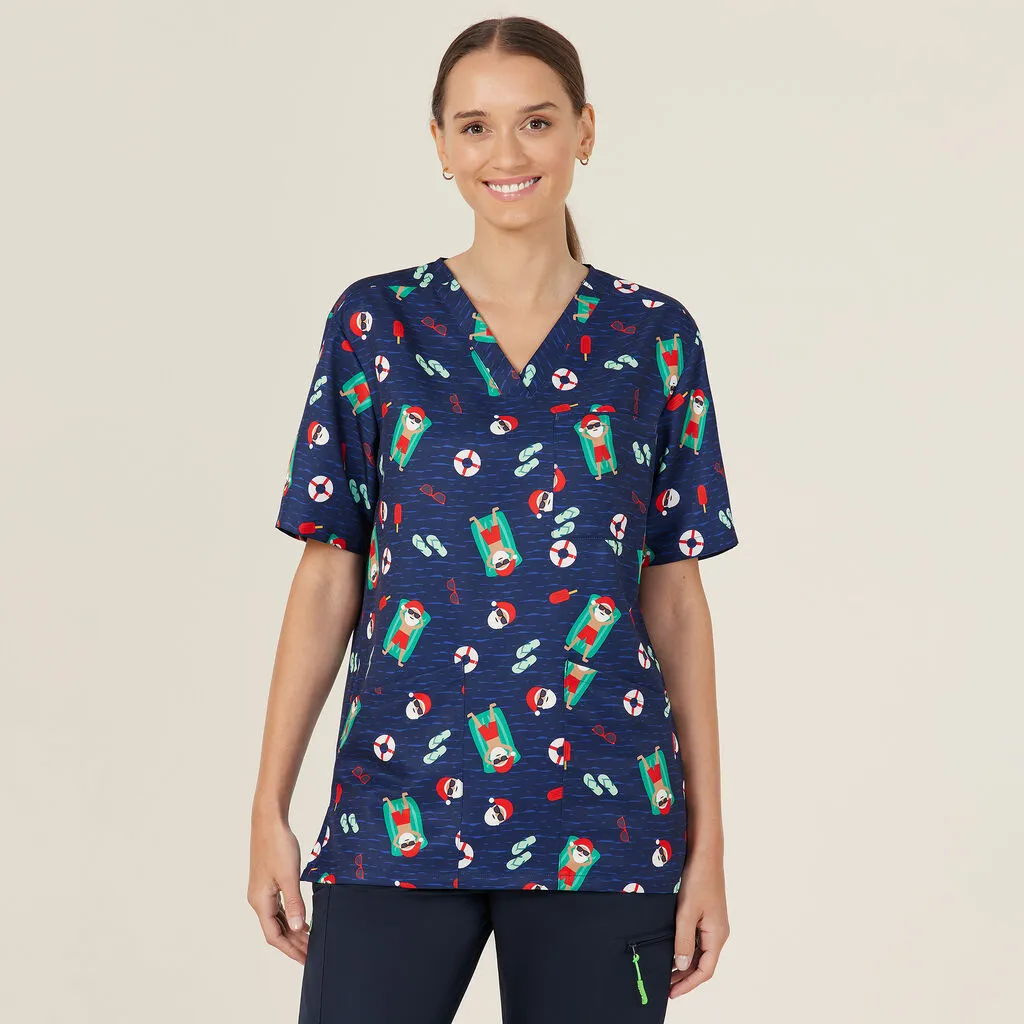 NNT Uniforms Festive Santa Pool Party Scrub Top (CATRGK)