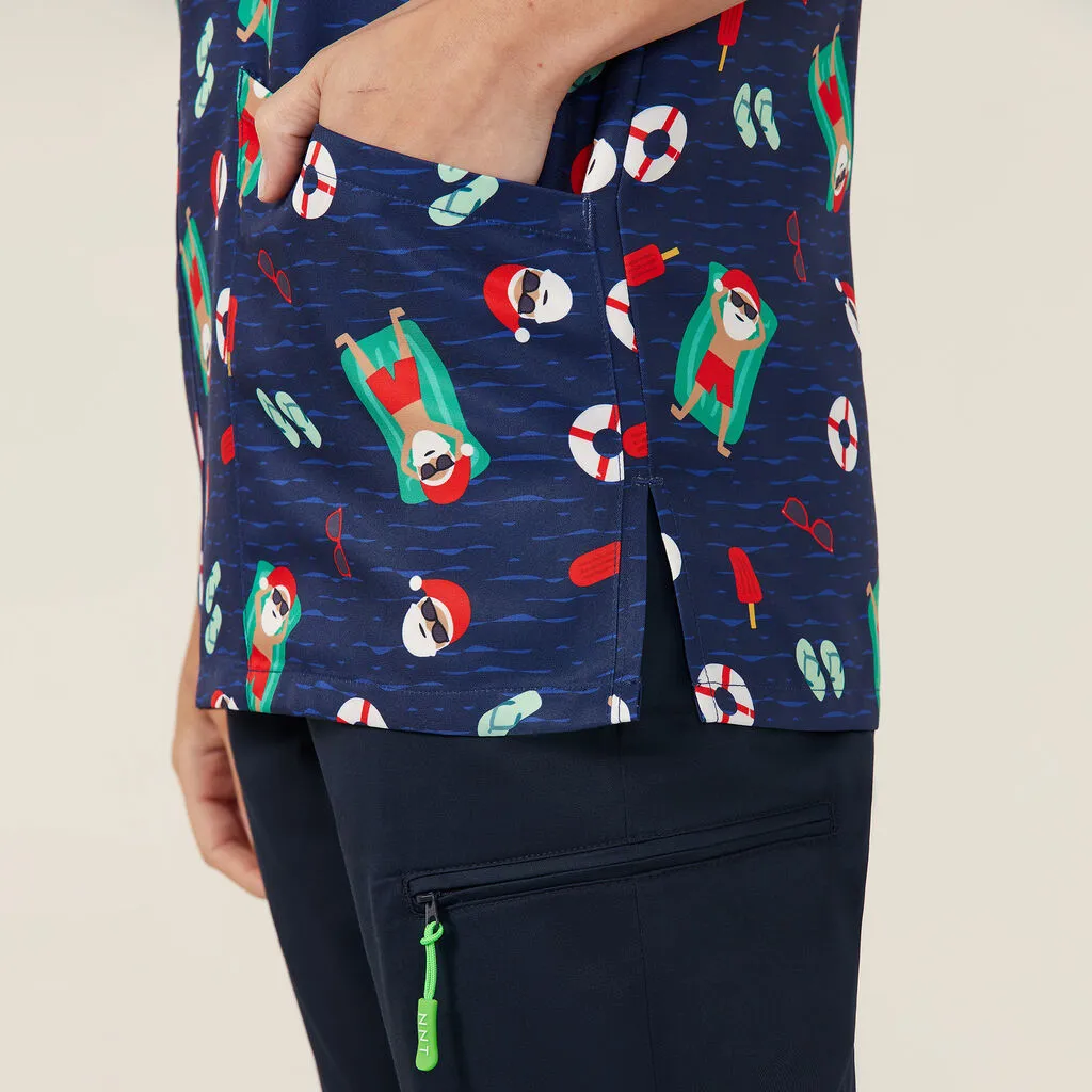 NNT Uniforms Festive Santa Pool Party Scrub Top (CATRGK)