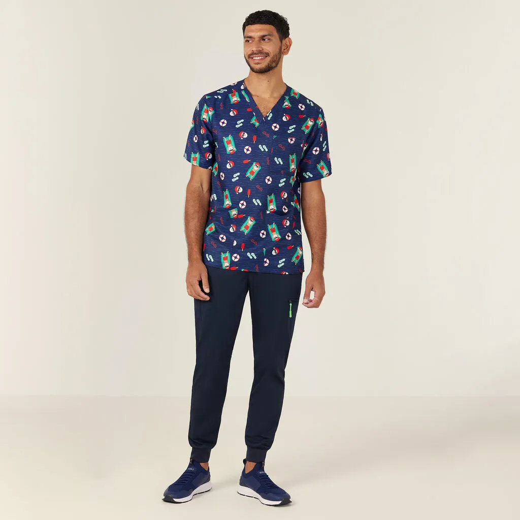 NNT Uniforms Festive Santa Pool Party Scrub Top (CATRGK)