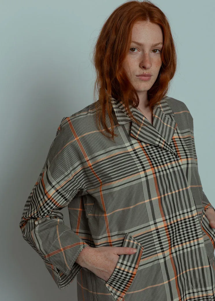OOFWear Plaid Memory Nylon Trench Coat