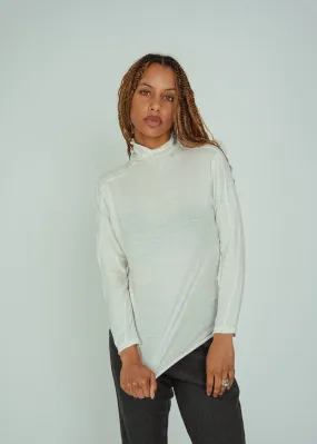 Pas de Calais Ivory Cotton Wool Rib Turtleneck