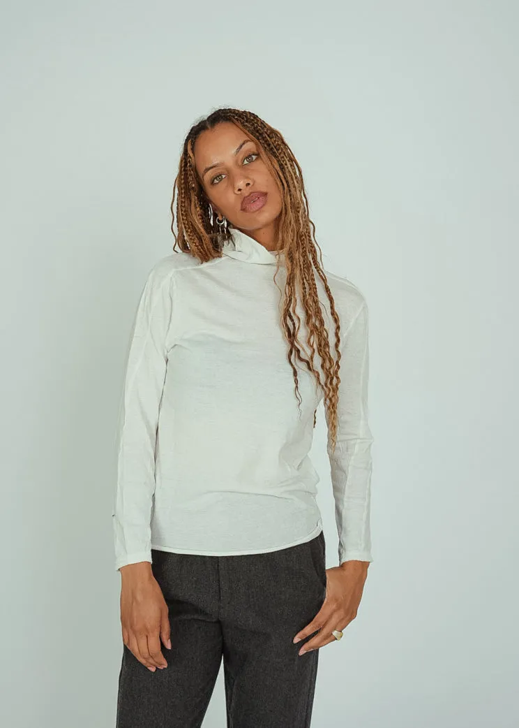 Pas de Calais Ivory Cotton Wool Rib Turtleneck