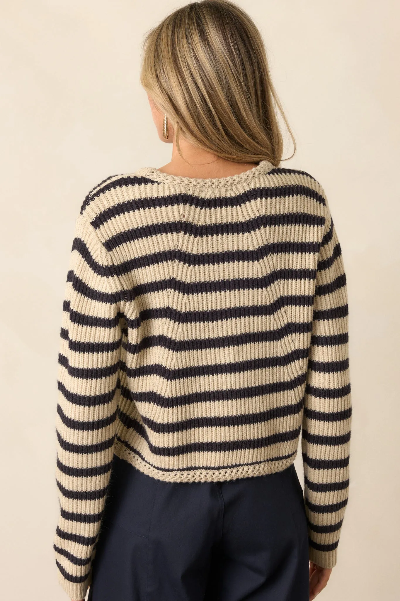 Passing Glances Tan Stripe Button Front Cardigan