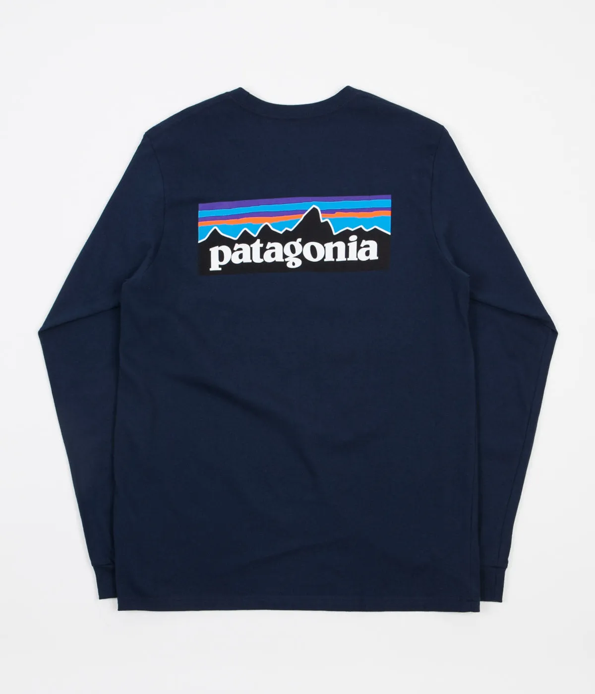 Patagonia P-6 Logo Long Sleeve T-Shirt - Navy Blue