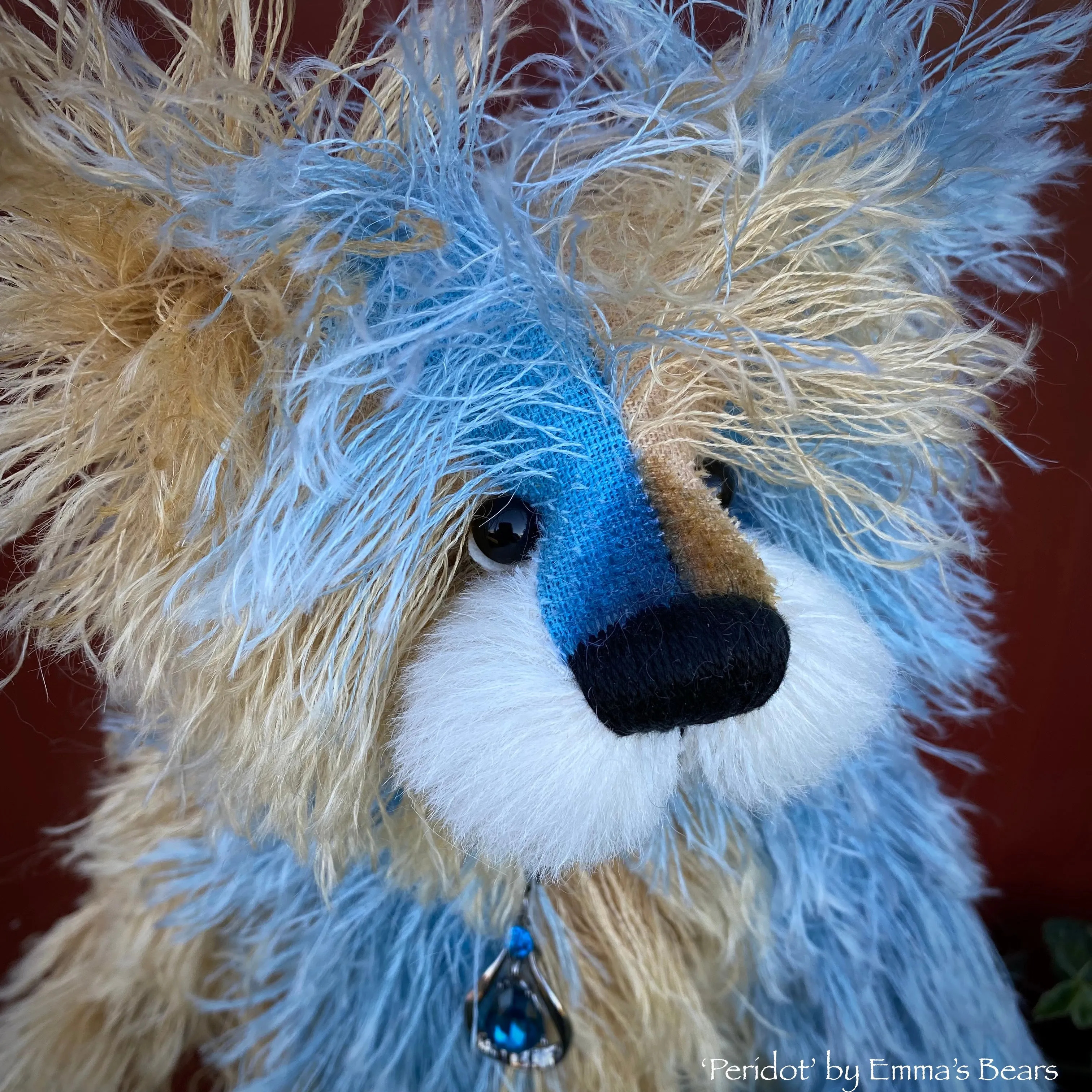Peridot - 12" Hand Dyed String Mohair Artist Bear by Emma's Bears - OOAK