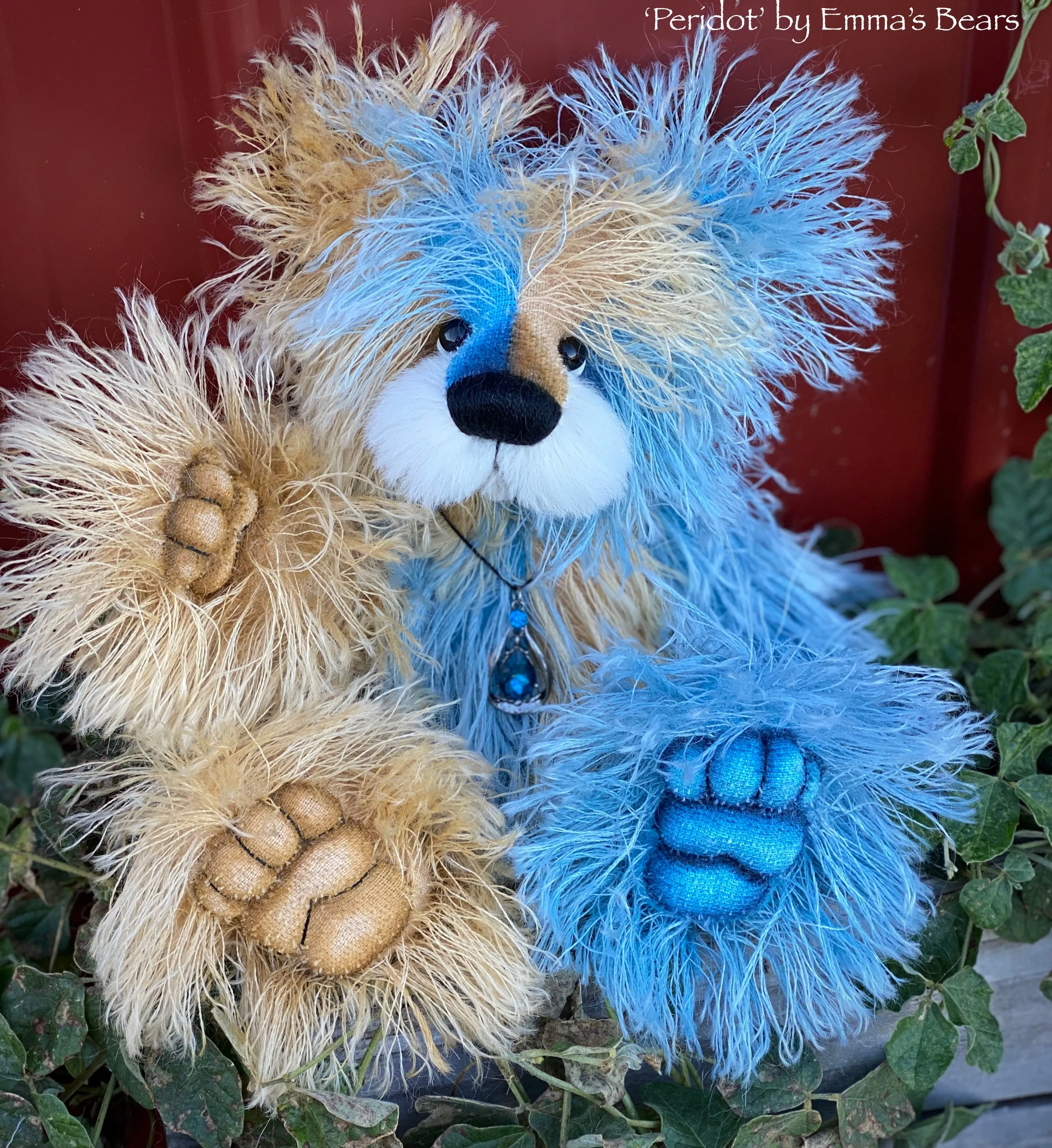 Peridot - 12" Hand Dyed String Mohair Artist Bear by Emma's Bears - OOAK