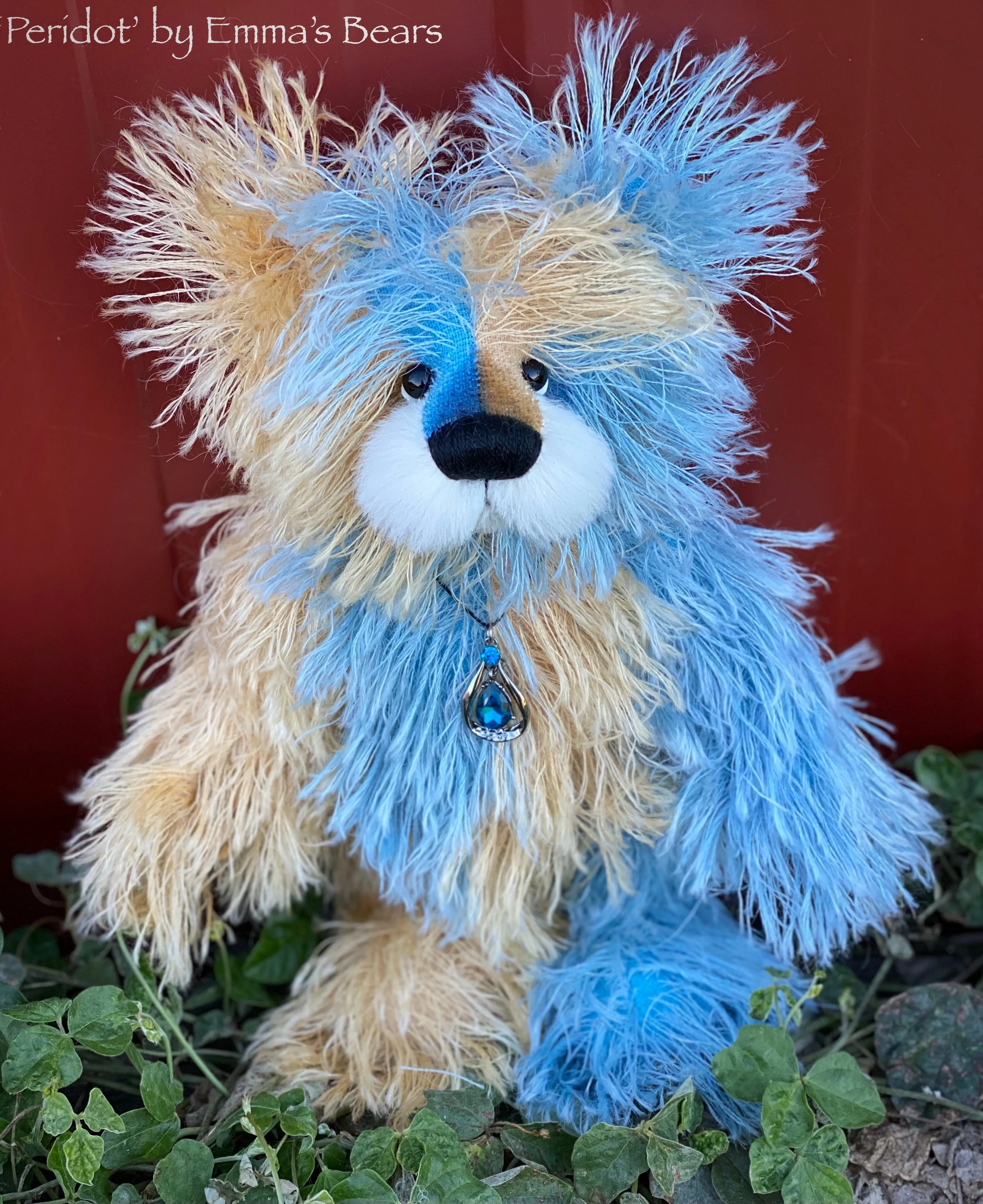 Peridot - 12" Hand Dyed String Mohair Artist Bear by Emma's Bears - OOAK