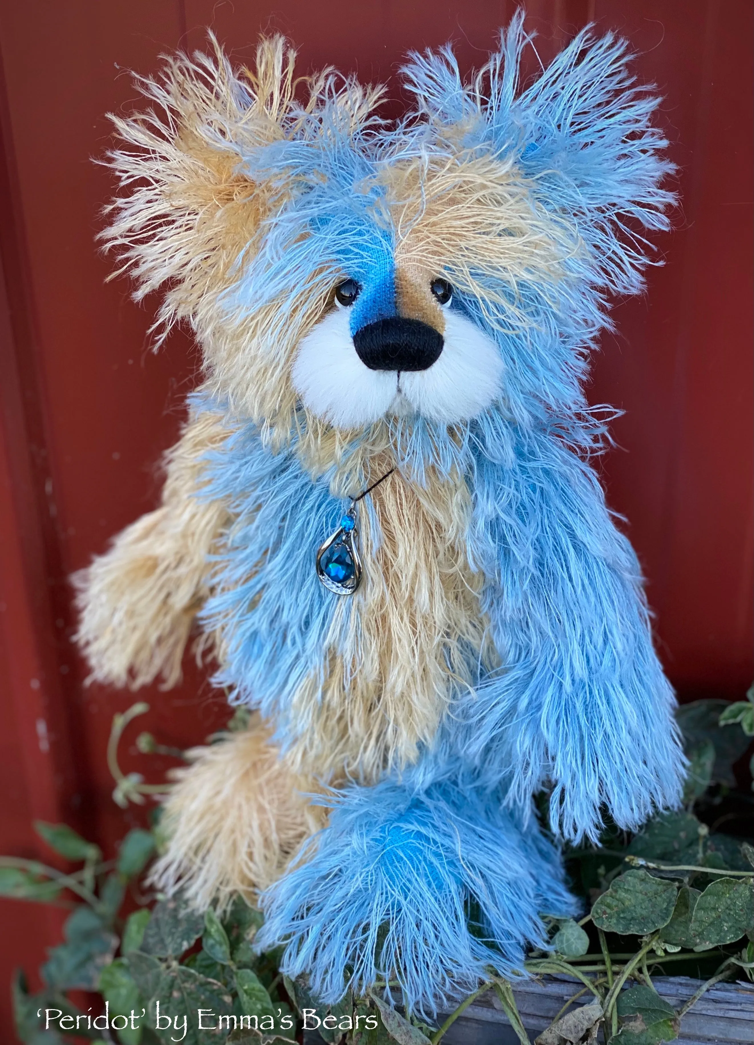 Peridot - 12" Hand Dyed String Mohair Artist Bear by Emma's Bears - OOAK