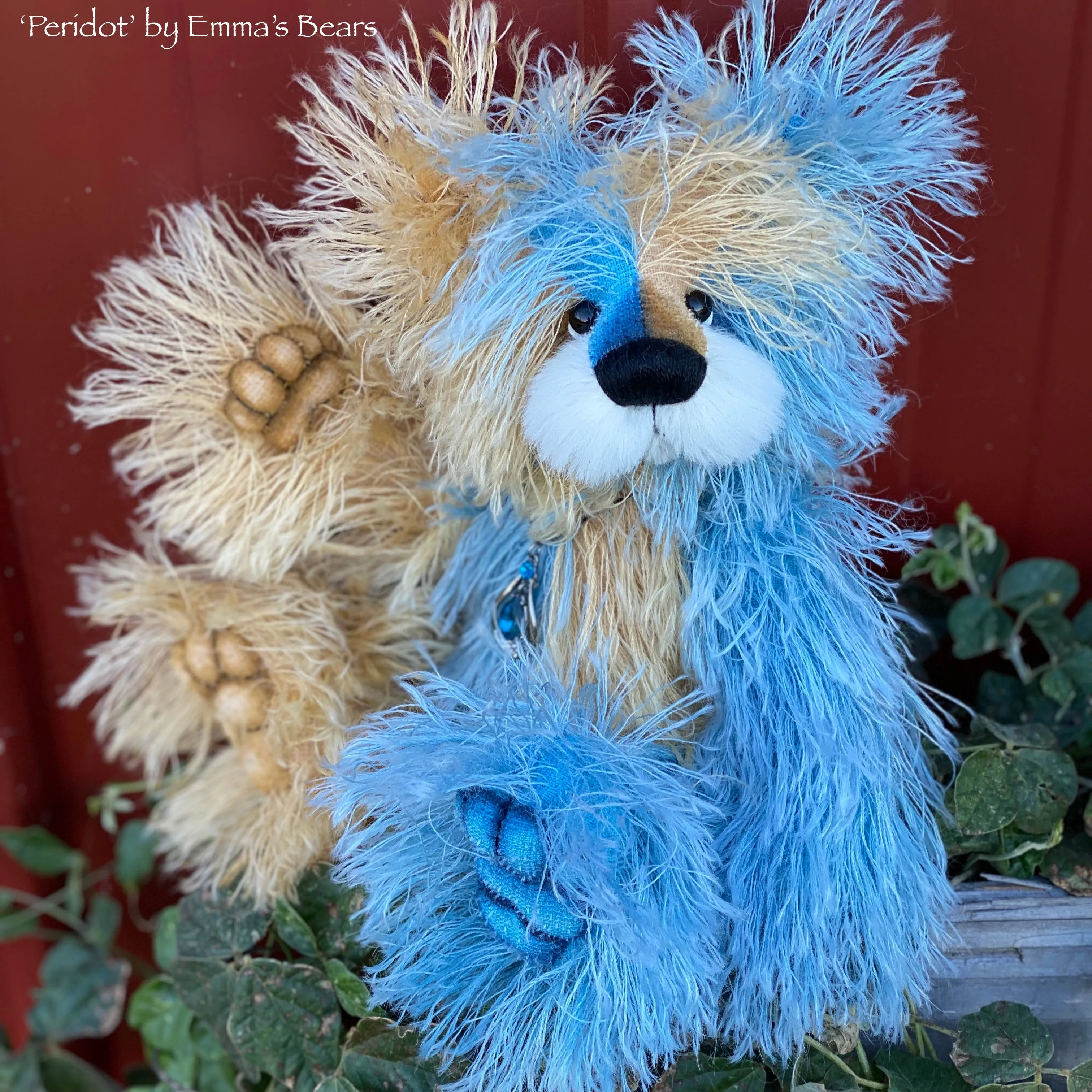 Peridot - 12" Hand Dyed String Mohair Artist Bear by Emma's Bears - OOAK