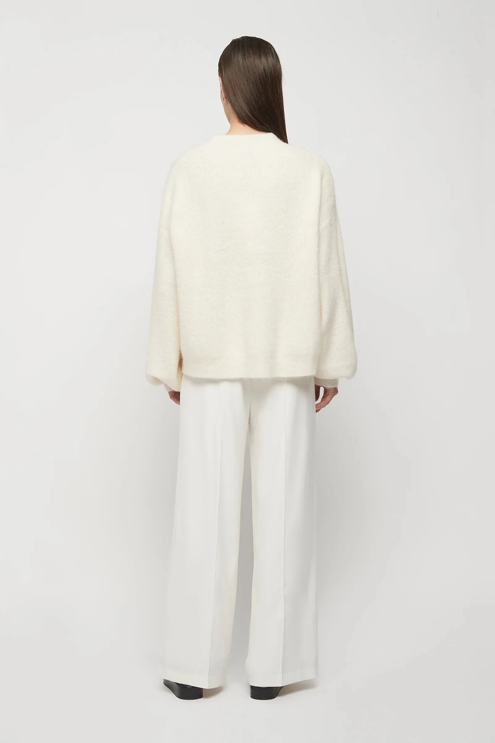 Phillips Alpaca Wool Balloon Sleeve Knit in Winter White