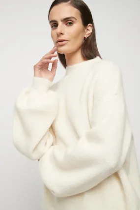 Phillips Alpaca Wool Balloon Sleeve Knit in Winter White