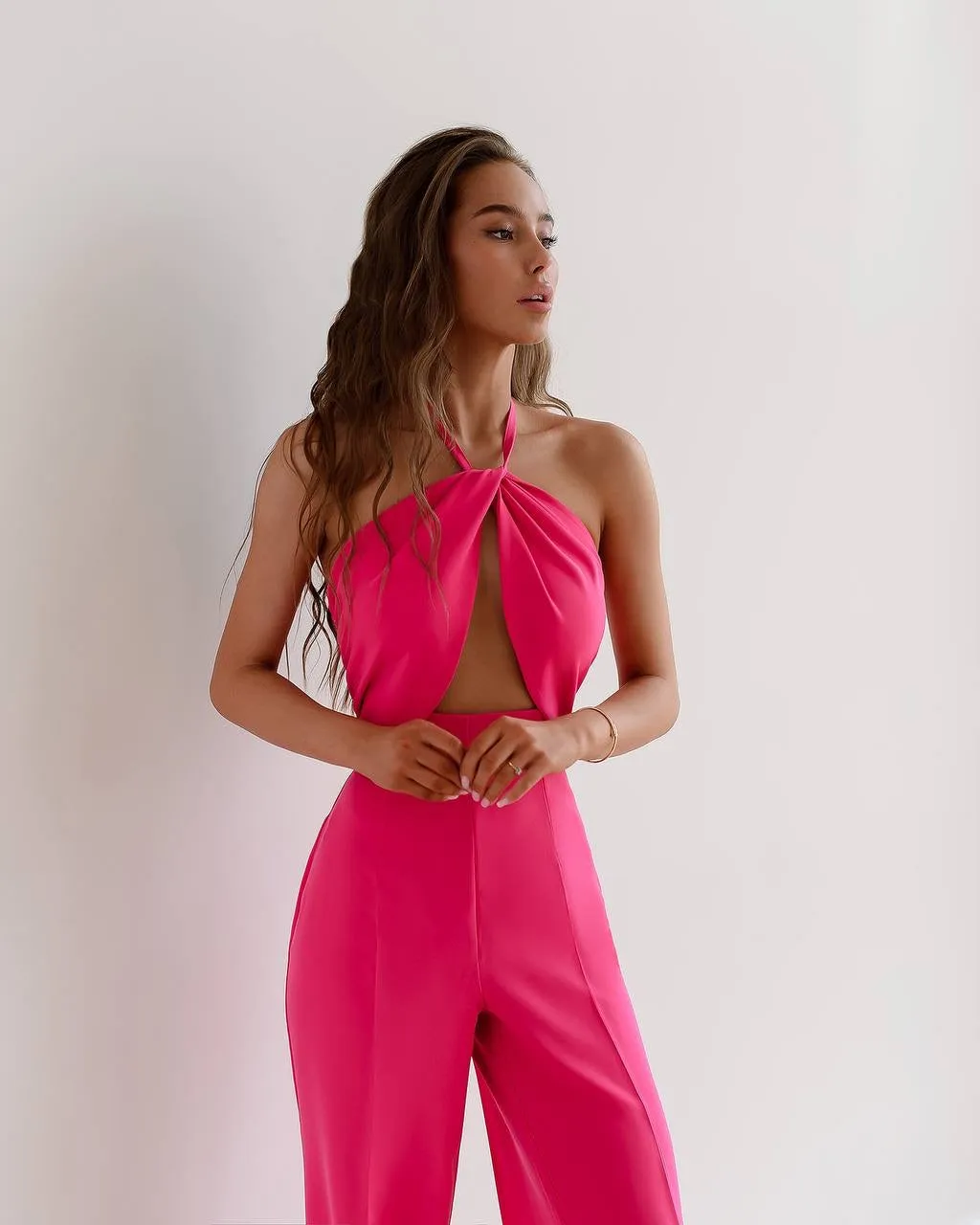 Pink jumpsuit "Wrap over front"