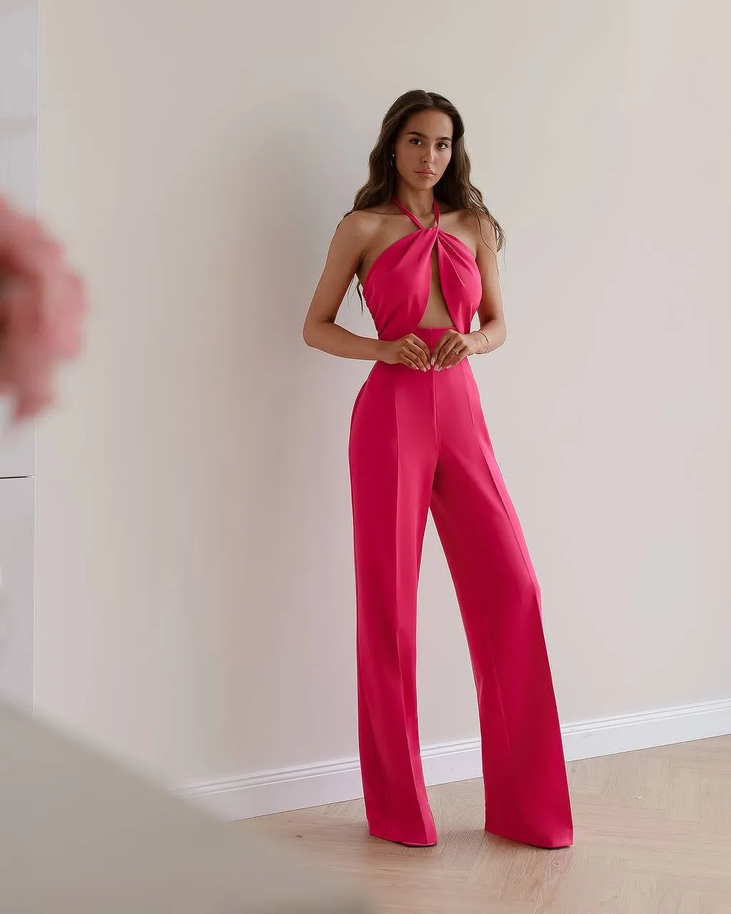 Pink jumpsuit "Wrap over front"