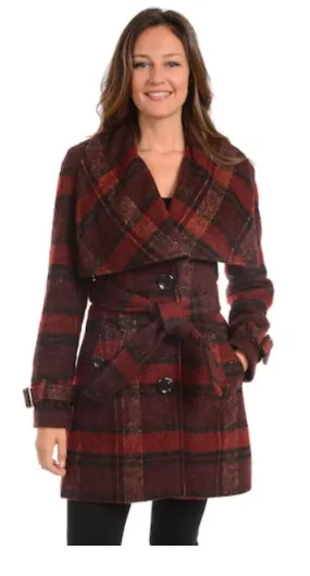 Plaid wool coat