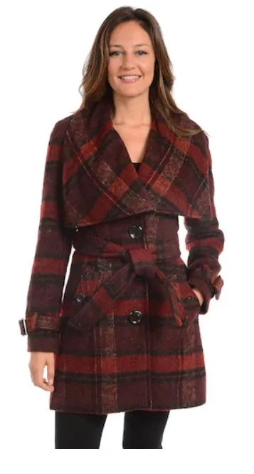 Plaid wool coat