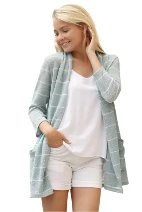 Plus Spring Stripe Cardigan With Pocket