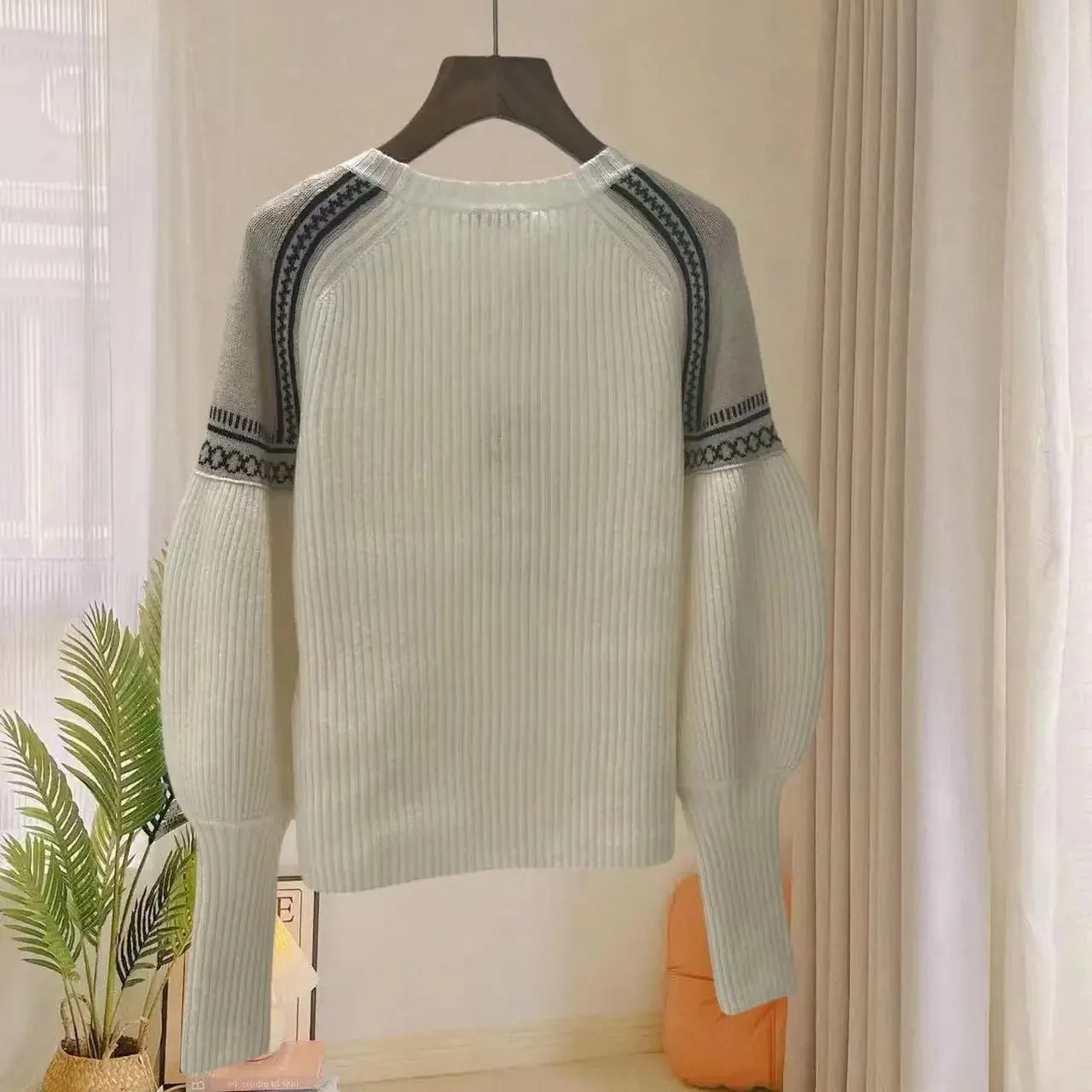 Pre Order:  Puff Sleeve Round Neck Cashmere Sweater