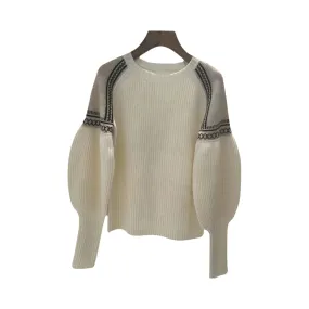 Pre Order:  Puff Sleeve Round Neck Cashmere Sweater
