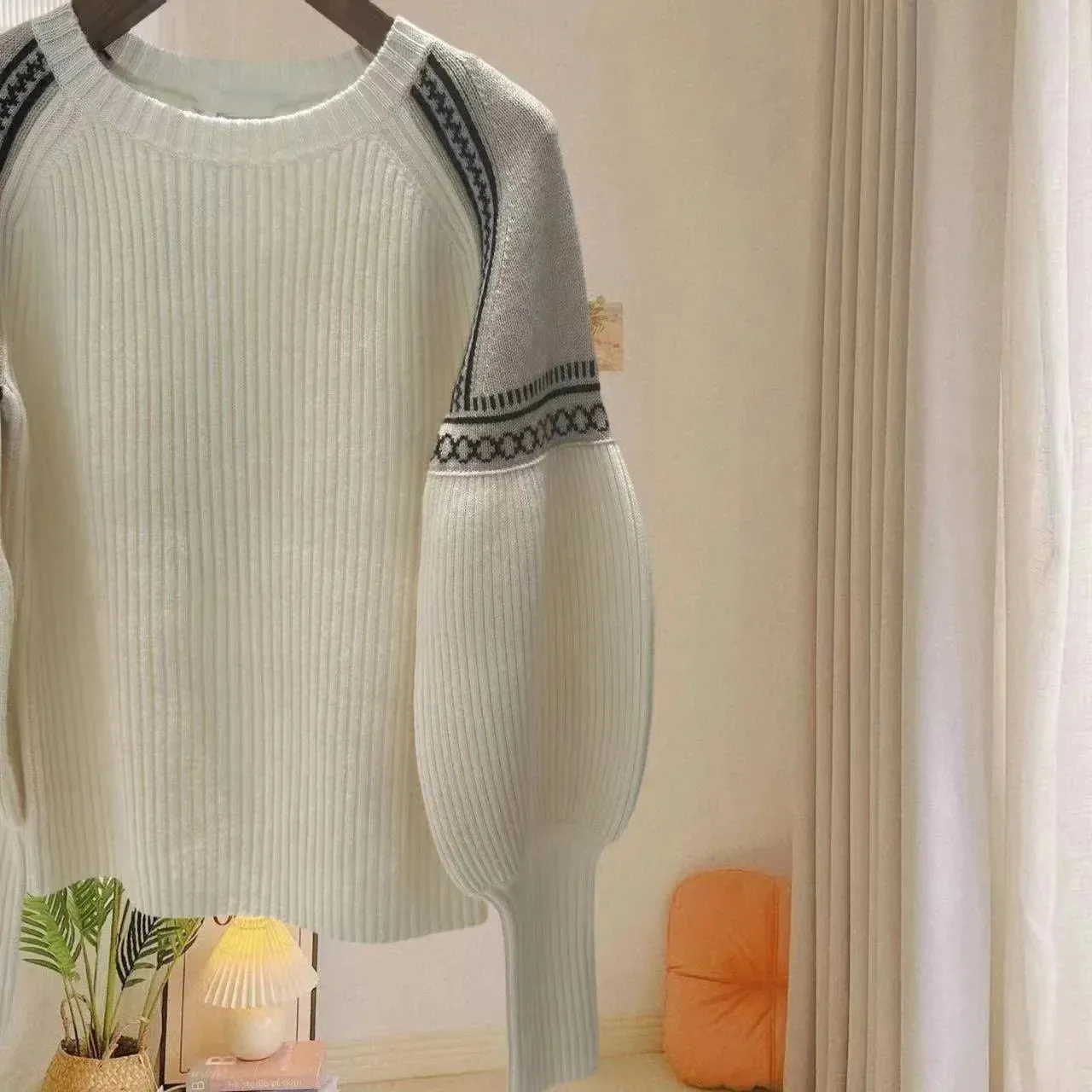 Pre Order:  Puff Sleeve Round Neck Cashmere Sweater