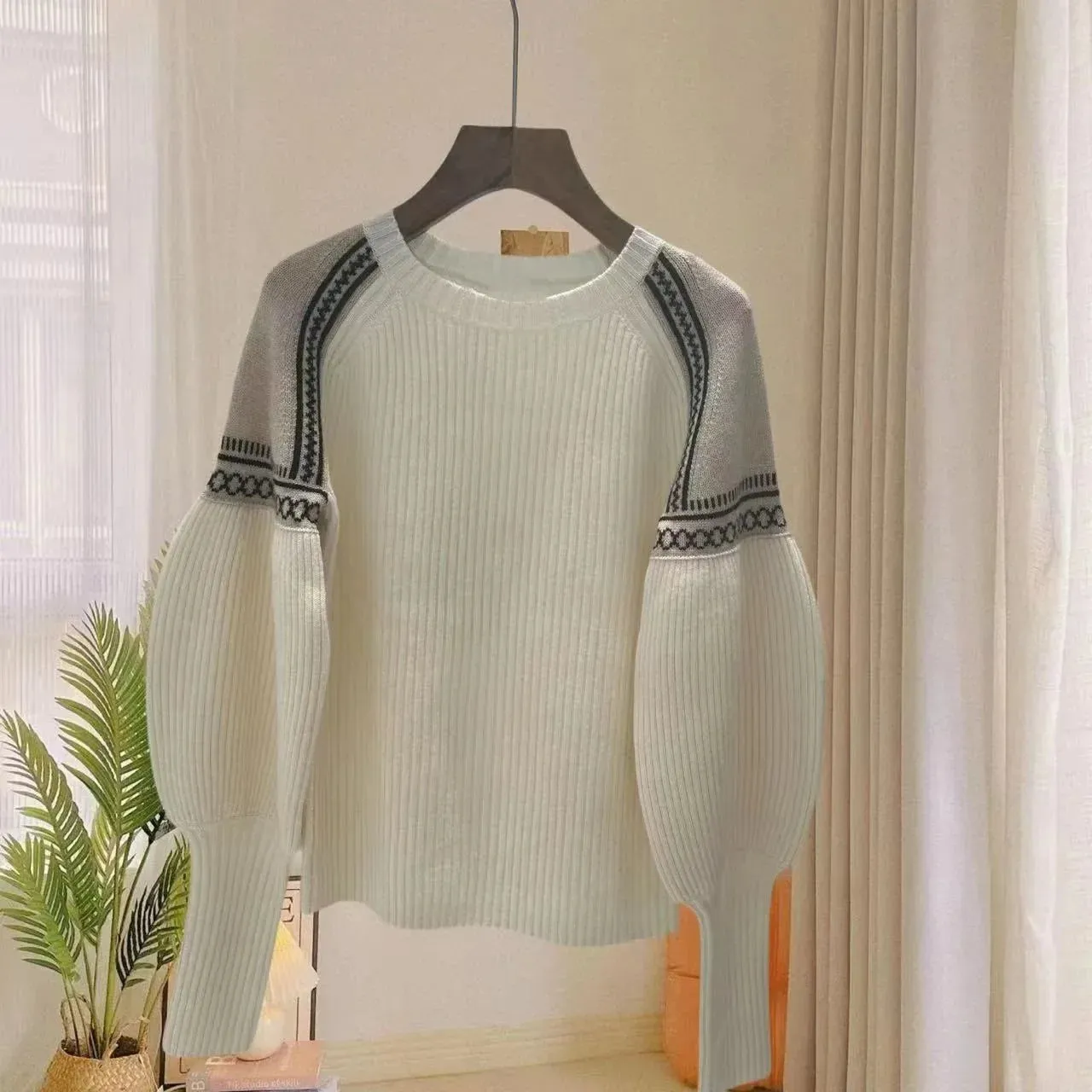 Pre Order:  Puff Sleeve Round Neck Cashmere Sweater