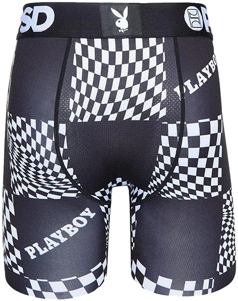 PSD Men's Stretch Elastic Wide Band Boxer Brief - Playboy Warp Check