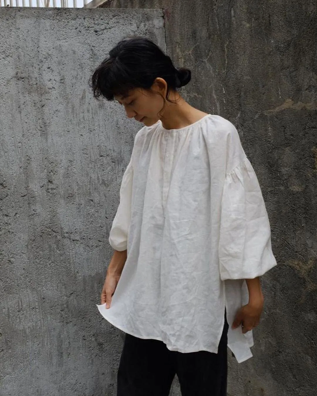 Puffy linen blouse