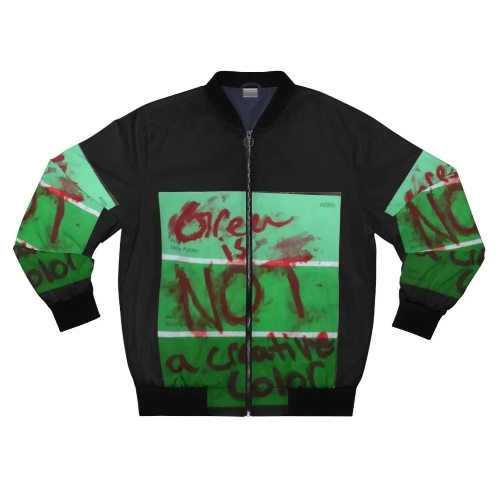 "Don't Hug Me I'm Scared" Bomber Jacket - Green Is Not a Creative Color