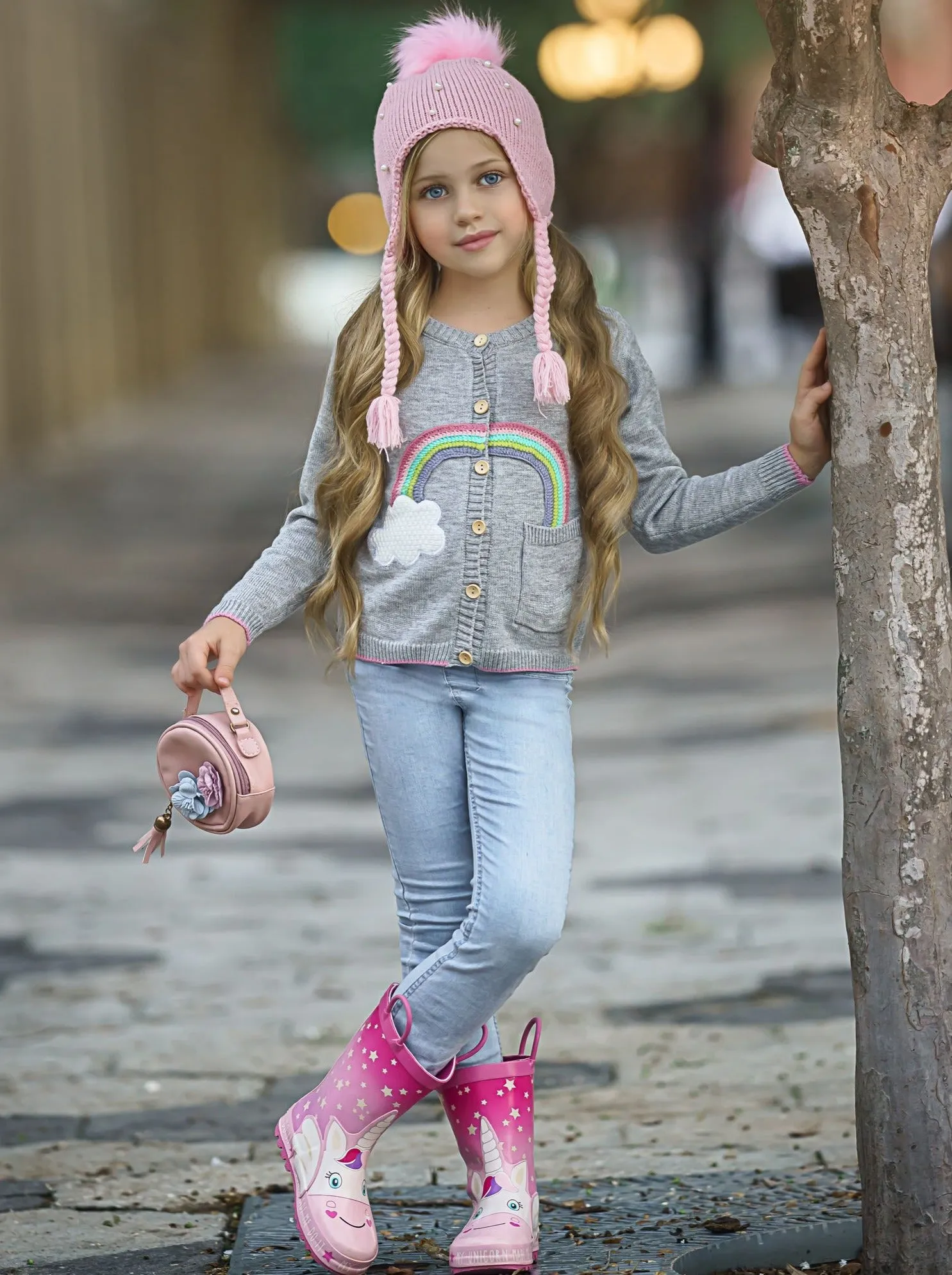 Rainbow Cloud Pocket Sweater Cardigan