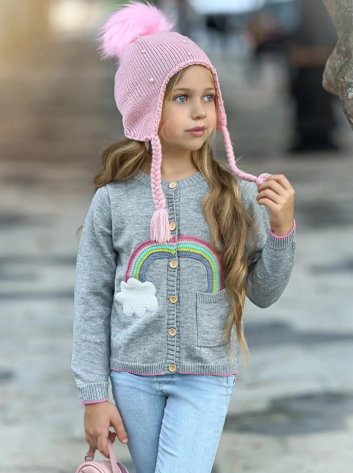 Rainbow Cloud Pocket Sweater Cardigan
