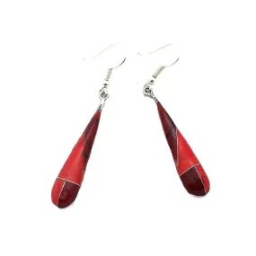 Red Jasper Tear Drop Alpaca Silver Earrings Artisana