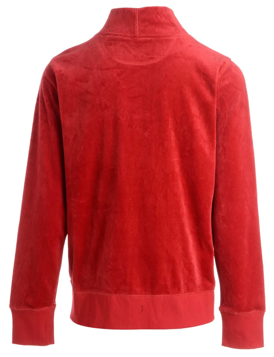 Reworked High Neck Velour Track Jacket - L