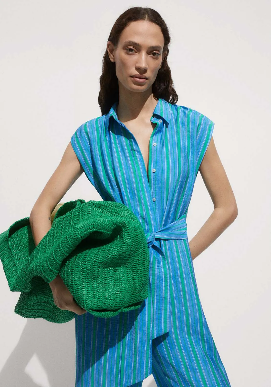 Shirt jumpsuit with bow