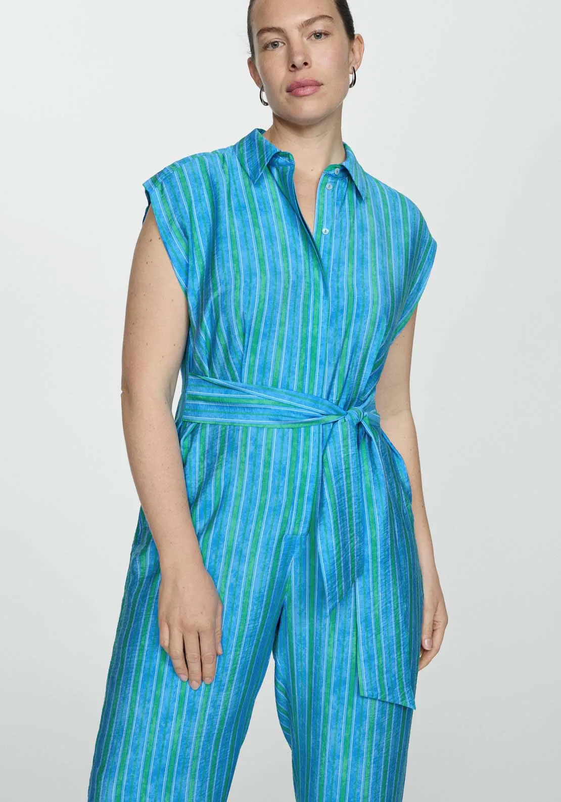 Shirt jumpsuit with bow
