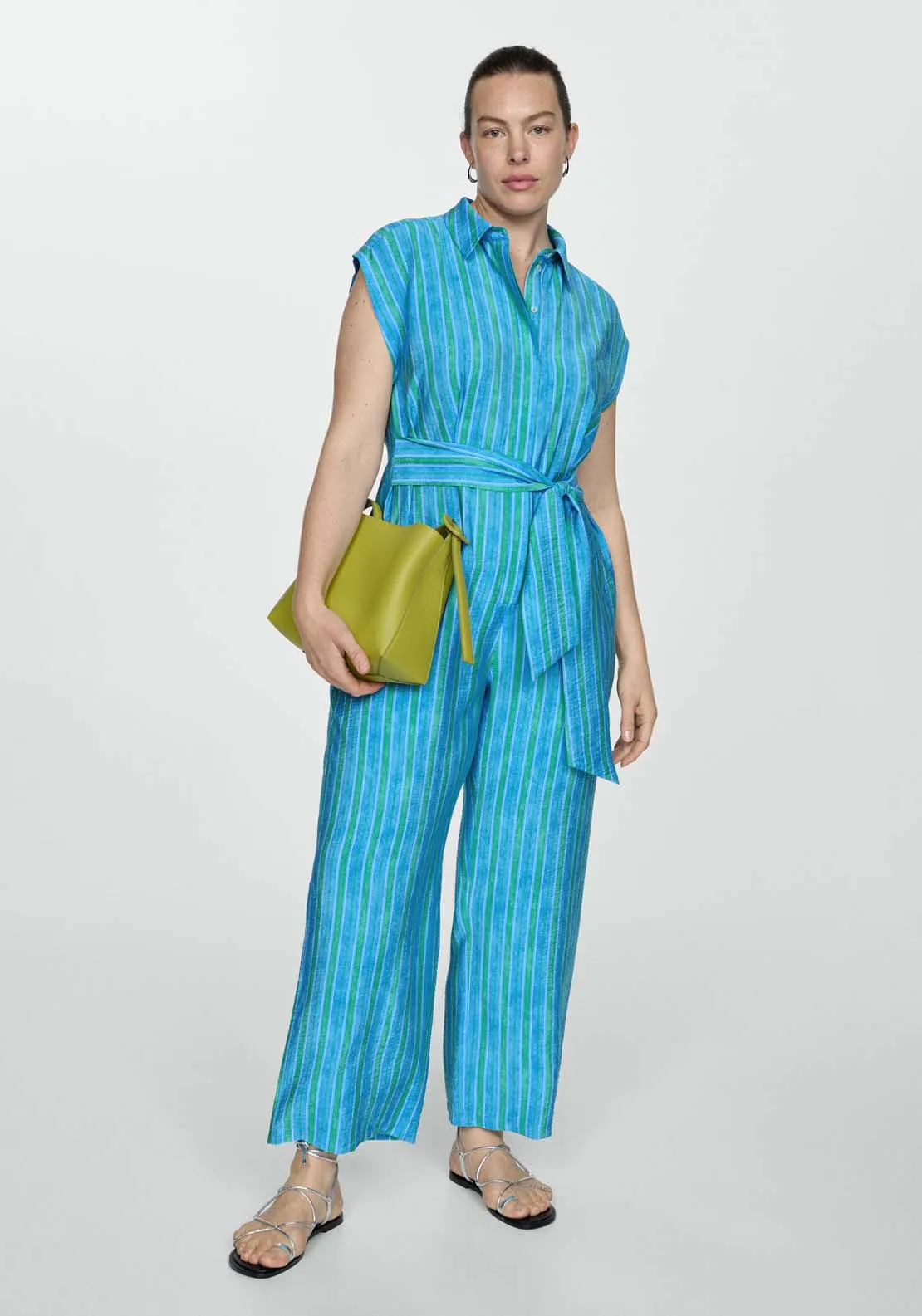 Shirt jumpsuit with bow