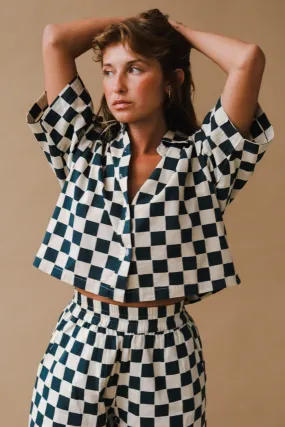 SHORT SLEEVE CHECKERED TOP