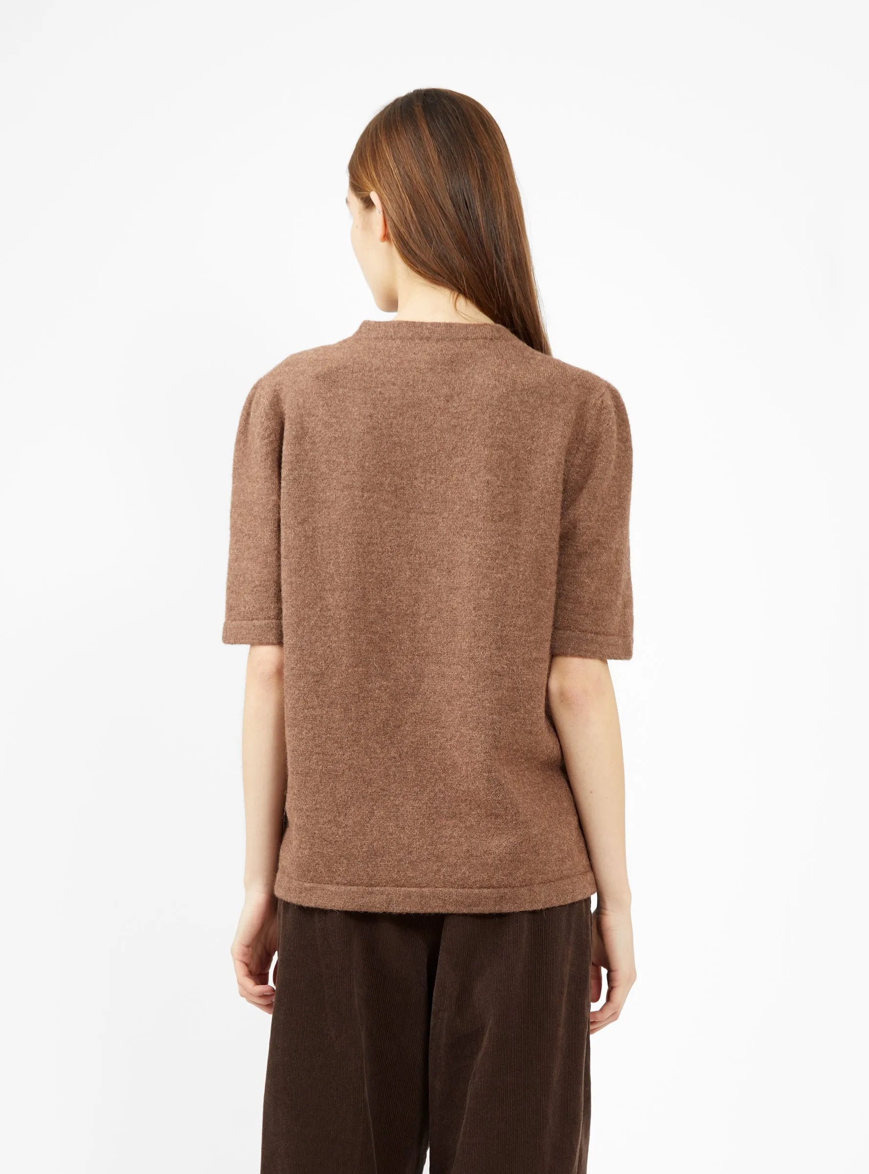 Short Sleeve Sweater Spice Brown