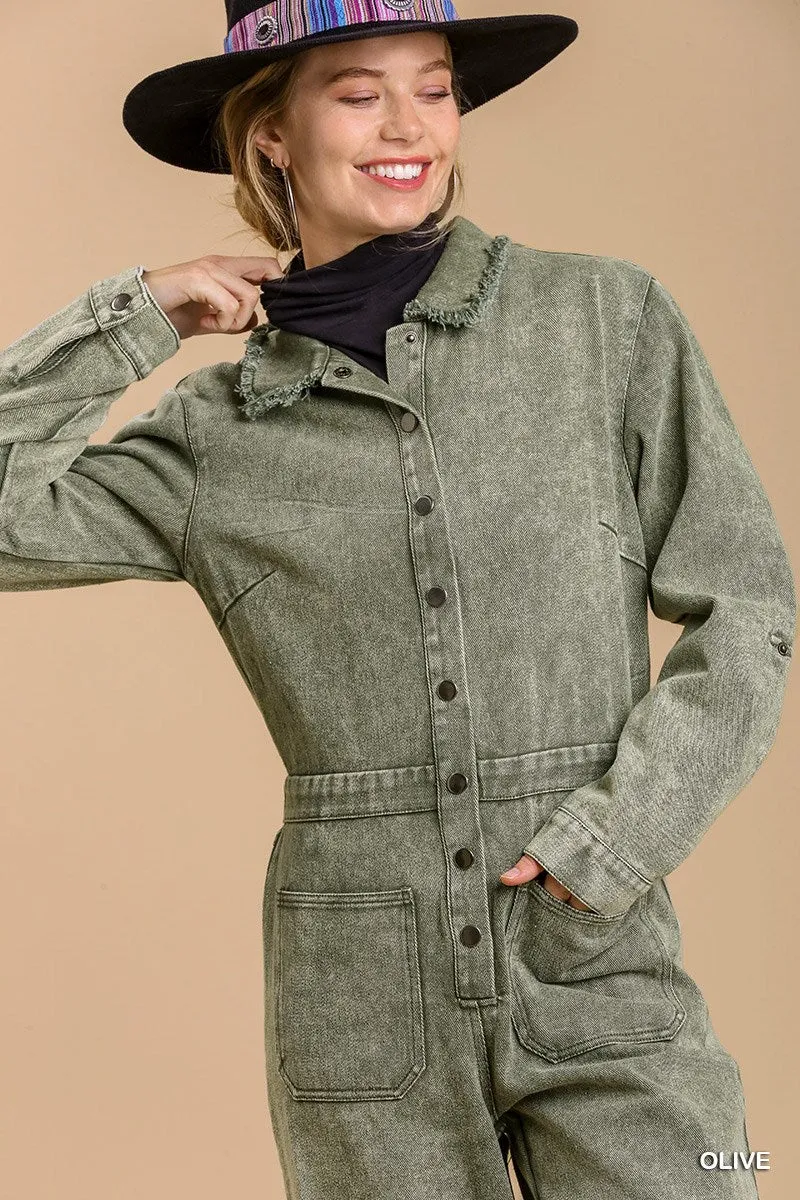 Side pockets wide leg jumpsuit