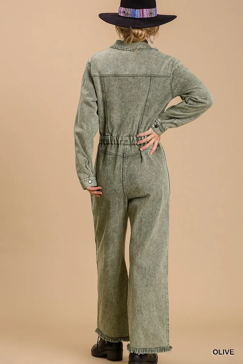 Side pockets wide leg jumpsuit