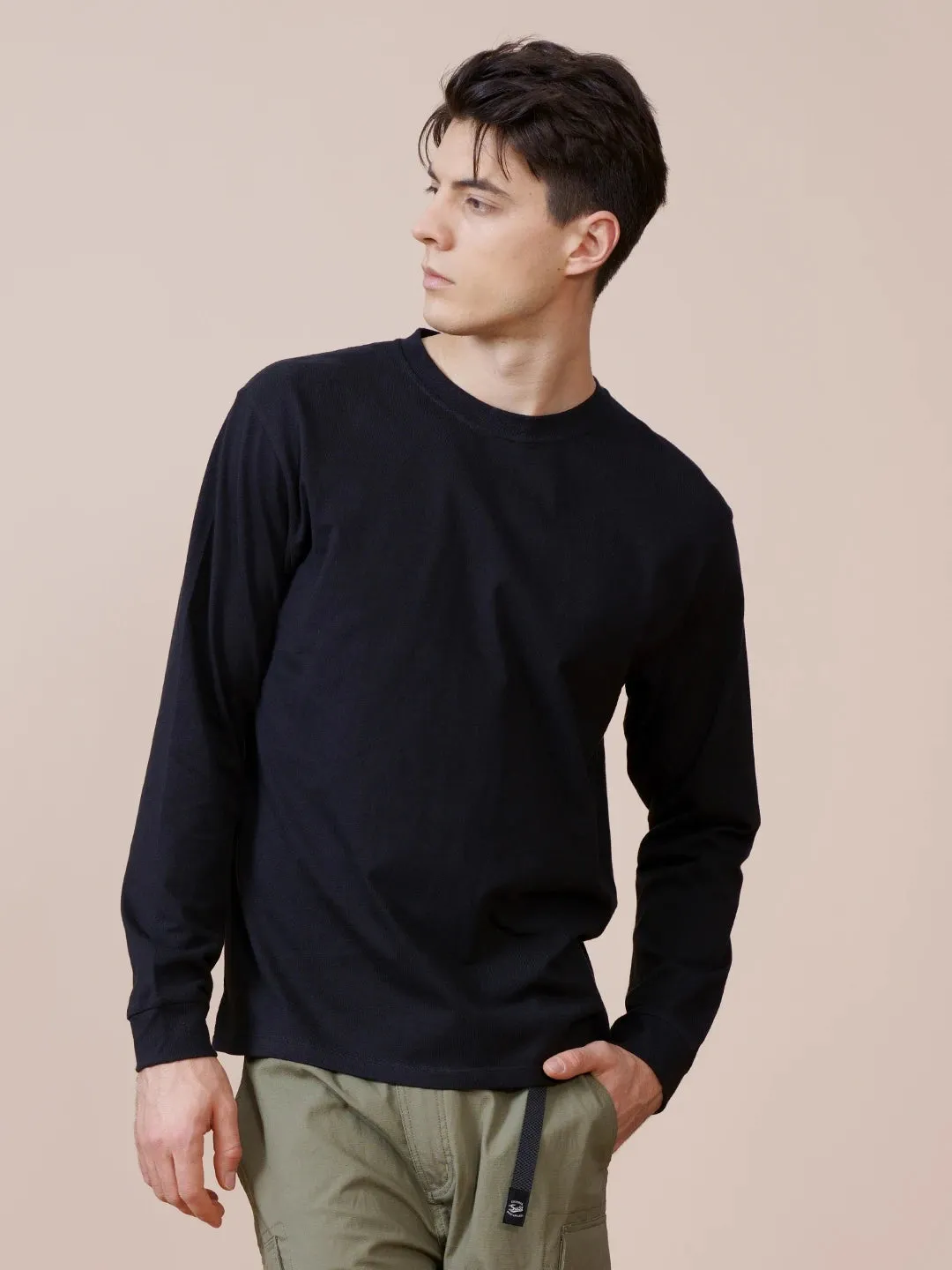 Solid Color Long Sleeve T-Shirt for Men - High Quality, Plus Size