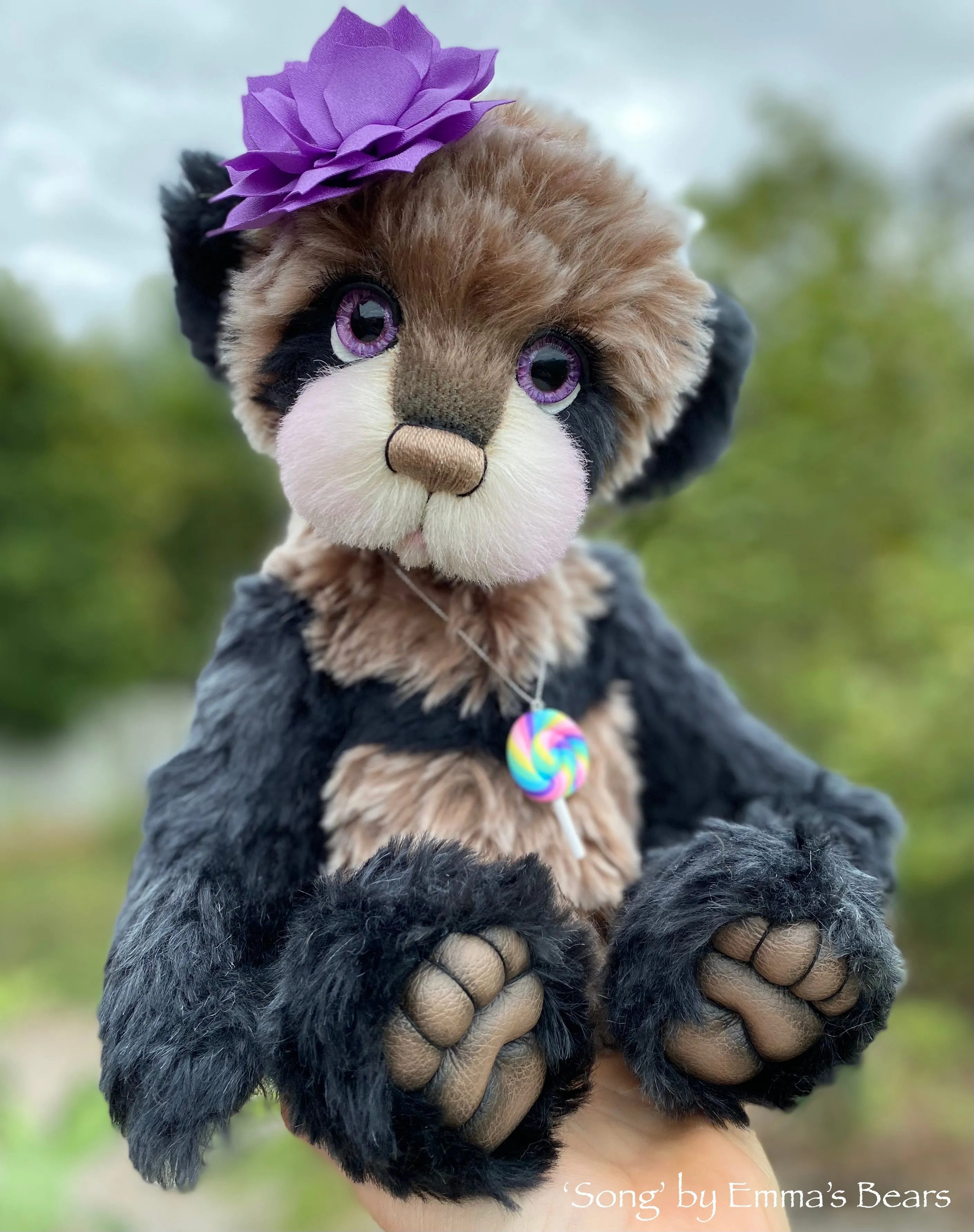 Song - 16" mohair artist panda bear by Emma's Bears  - OOAK