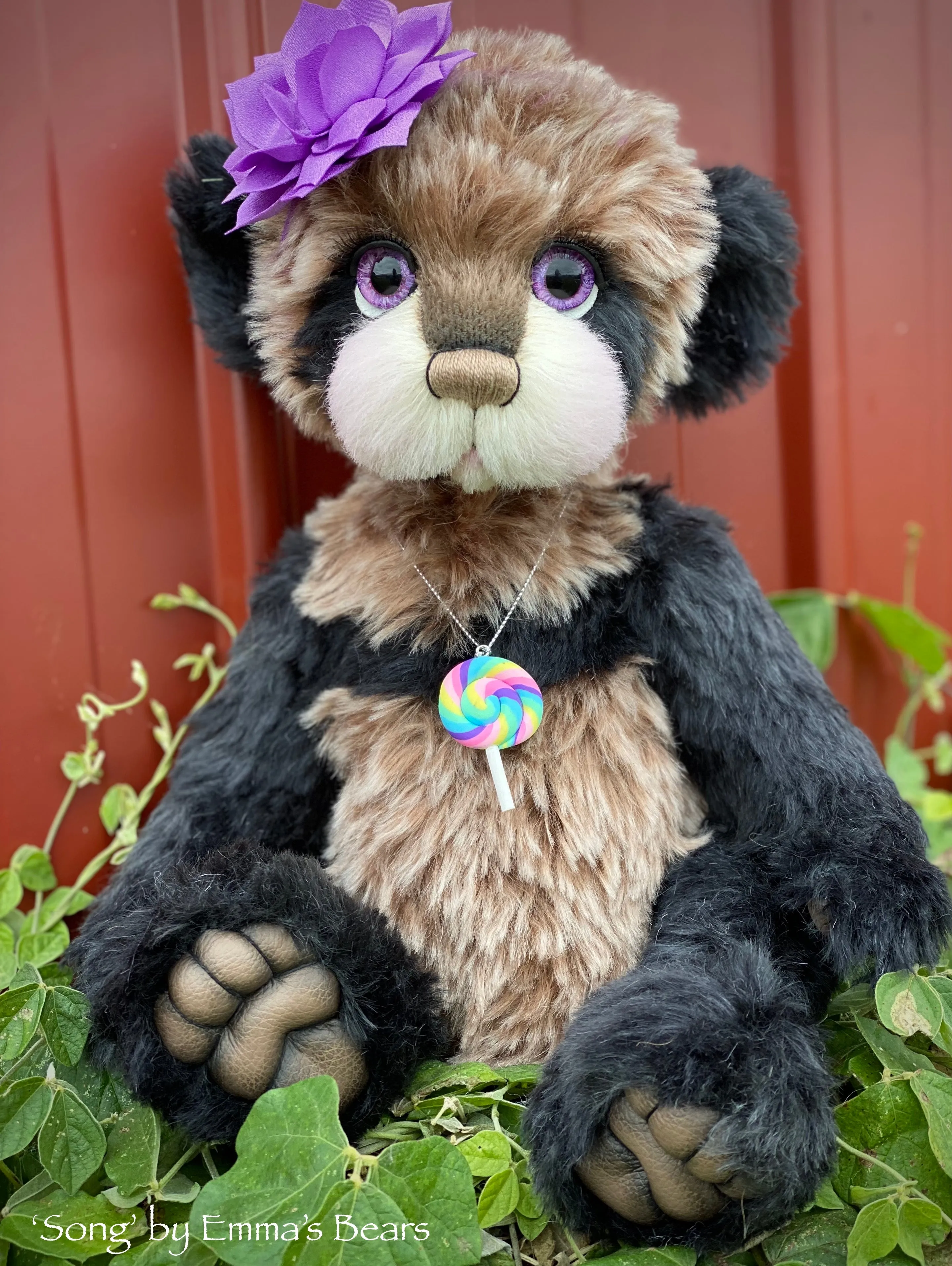 Song - 16" mohair artist panda bear by Emma's Bears  - OOAK