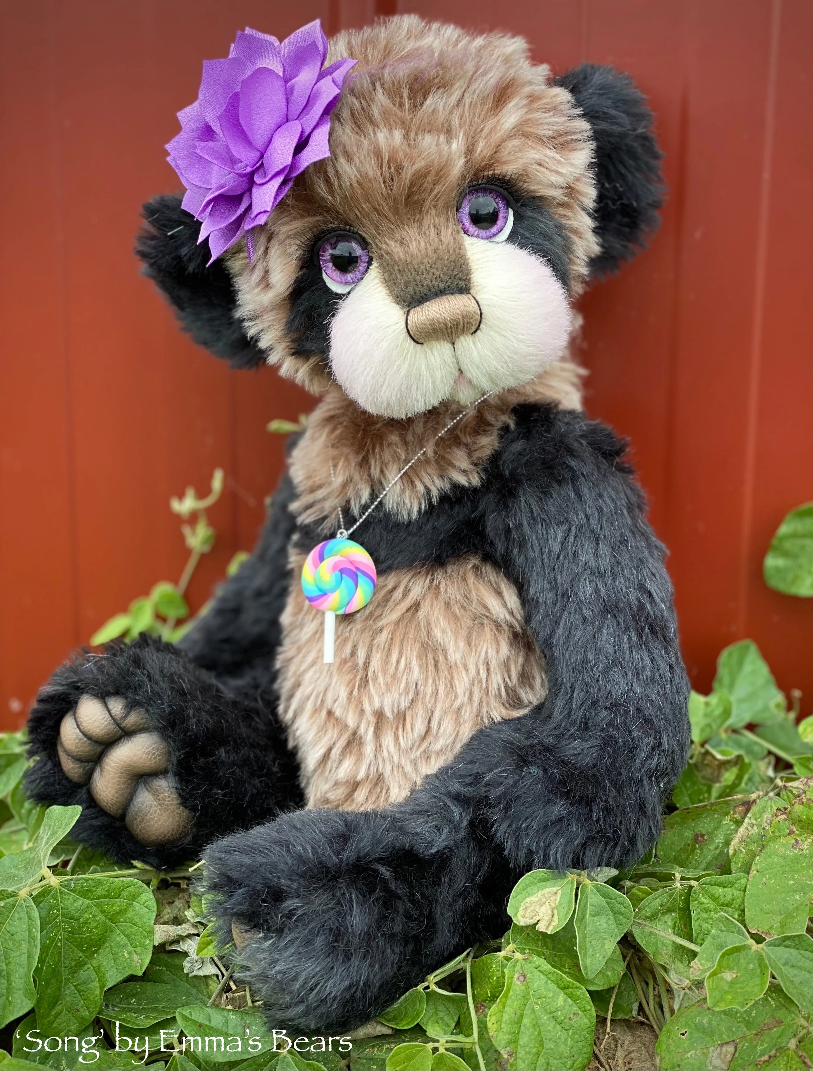 Song - 16" mohair artist panda bear by Emma's Bears  - OOAK